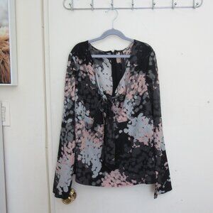 NWOT Mac & Jac Long Sleeve Blouse -  Elegant Bow Tie Knot - Back Zipper - Size M